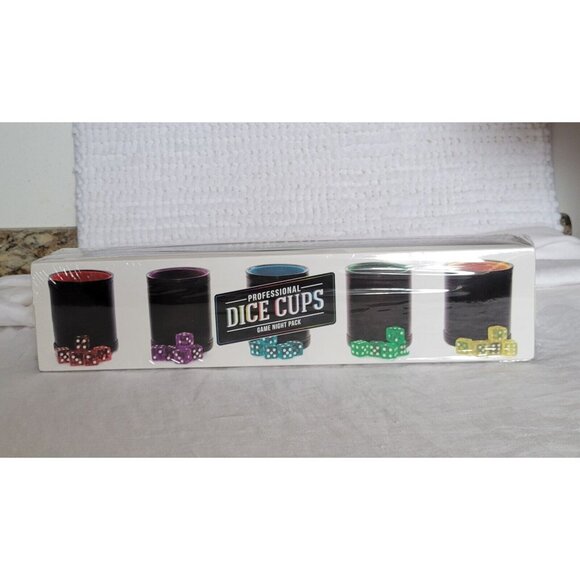 NEW Brybelly Professional Dice Cups Game Night Pack Colorful 5 w/matching dice - Picture 1 of 7